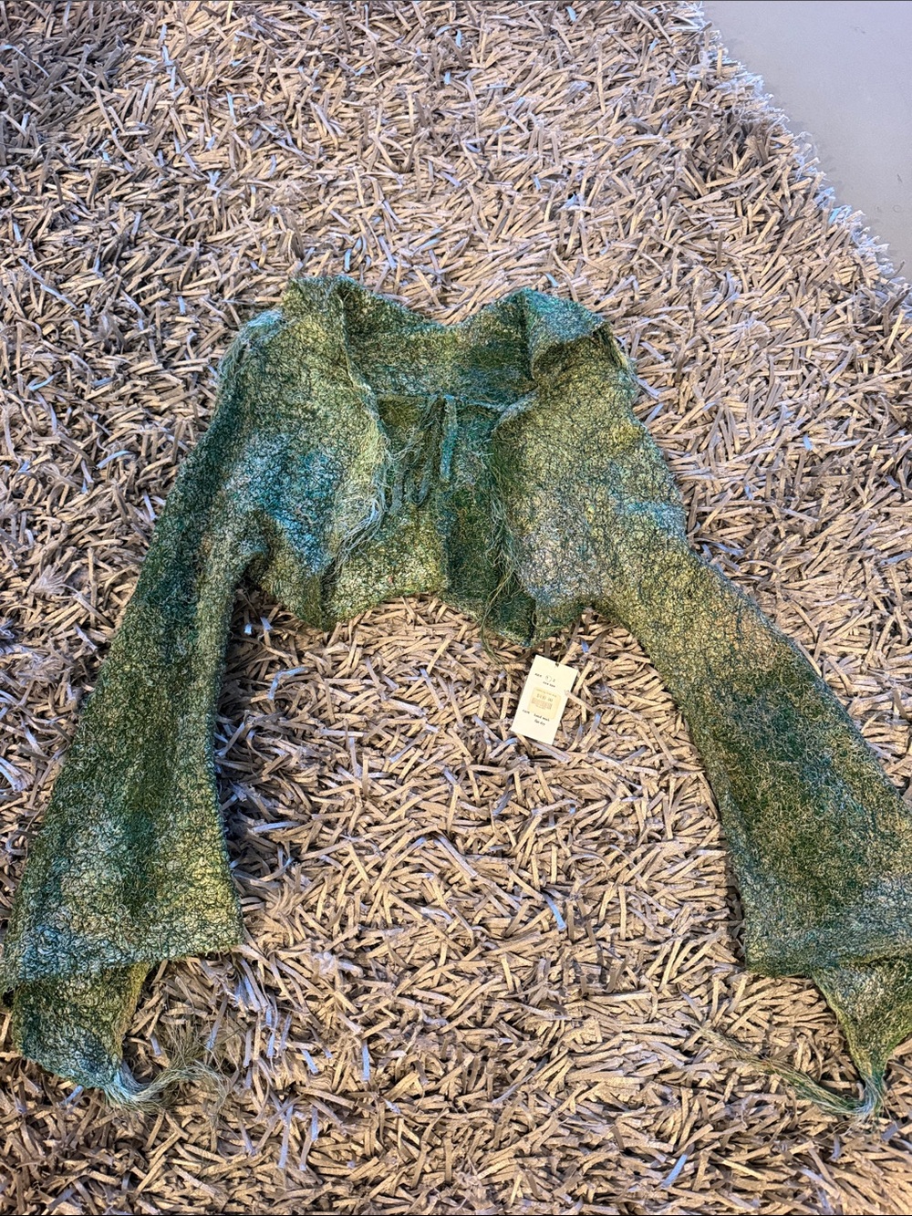 Green Sheer Knit Bolero Shrug - Women Jackets & Coats